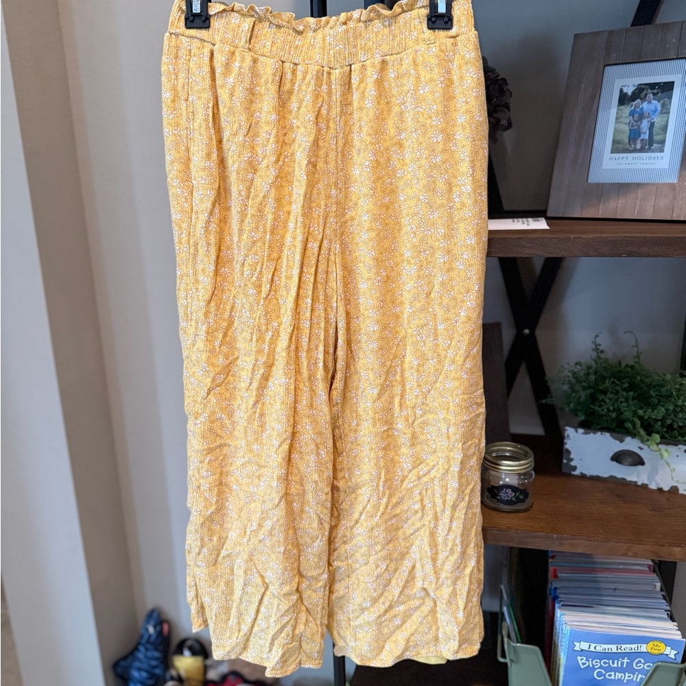 Hollister Yellow Floral Wide Leg Pants